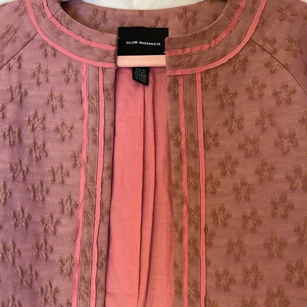 VTG Club Monaco Jacquard Lori Jacket Cropped Mauve Pink Sz 6 Old Money Preppy - Picture 4 of 13
